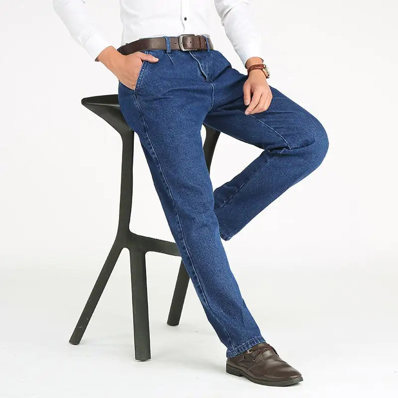 High Waist Straight Loose Stretch Jeans for Men
