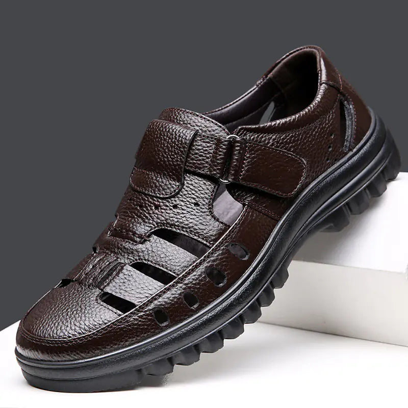 Retro Rome Style Genuine Leather Men's Sandals