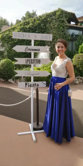 Handmade Deep V-Neck Evening Dress for Parties