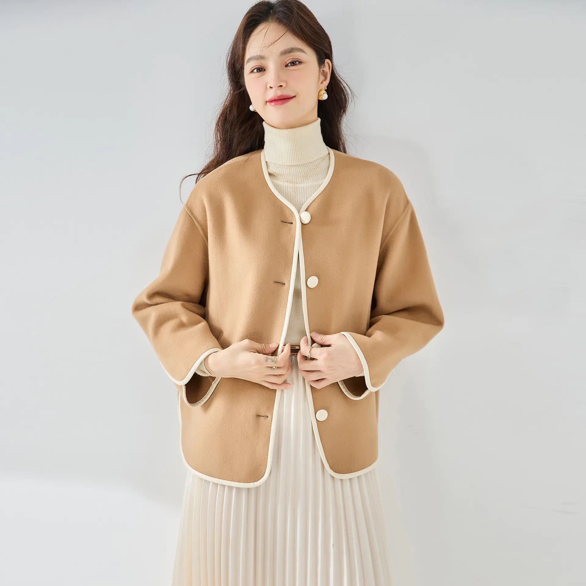 Color Block Short Jacket and Shorts Set