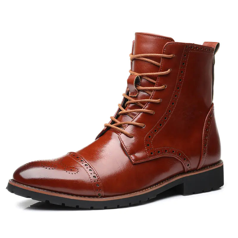 Plus Size British Style Leather Boots for Men
