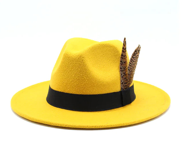 British Style Wool Jazz Hat with Versatile Flat Border