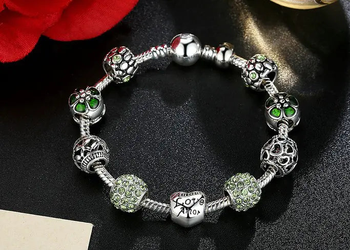 Trendy Beaded Bracelets with Pink Rhinestones (Wholesale)