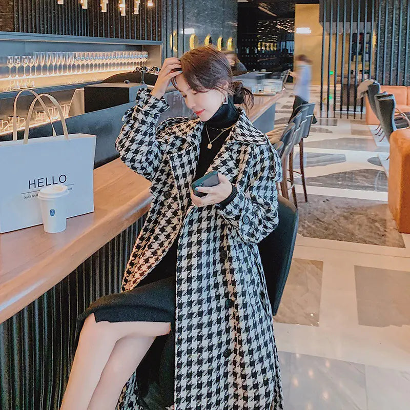 Women's Mid-length Quilted Wool Coat