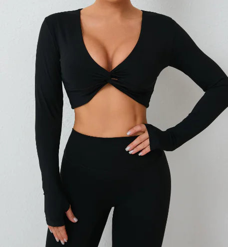 V-Neck Slim Fit Yoga Sports Set