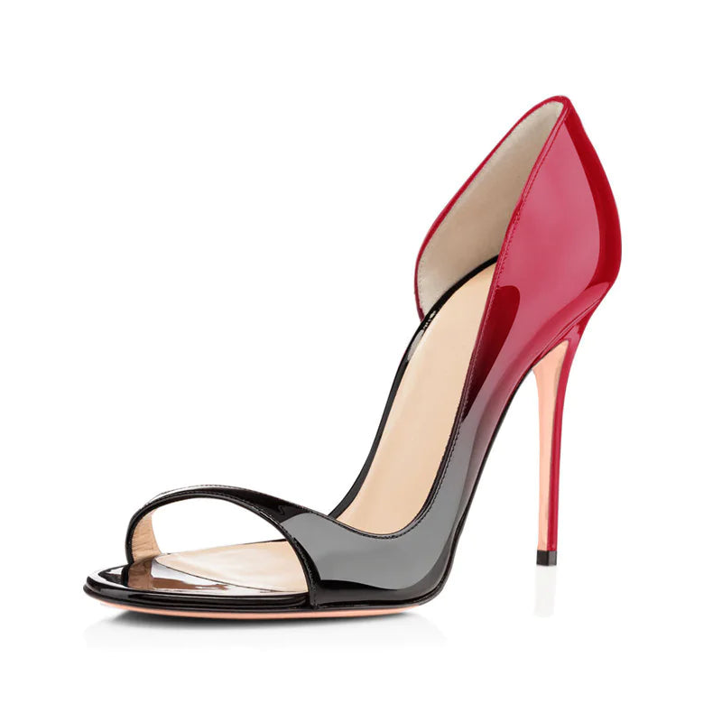 Pure Color Gradient Patent Leather Stiletto Shoes