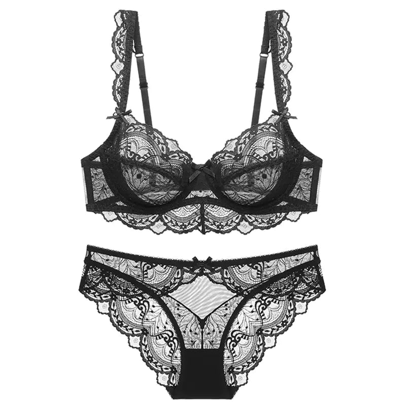 Women's Plus Size Lace Bra Set with Underwire