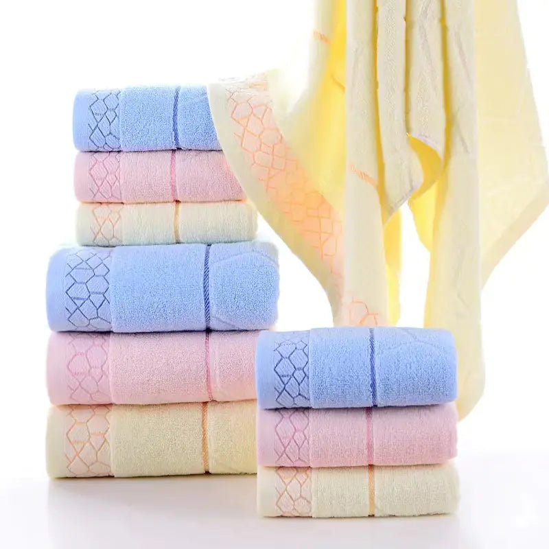 3pcs Solid Color Pure Cotton Bath Towel Set