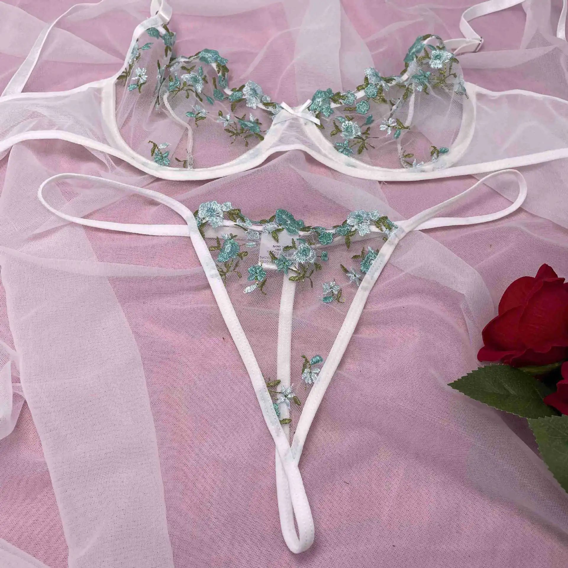 "Sexy Sheer Three-Piece Lingerie Set