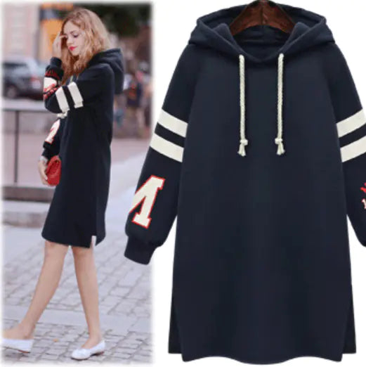 Plus Size Women's Autumn Hooded Sweatshirt (Long Style)