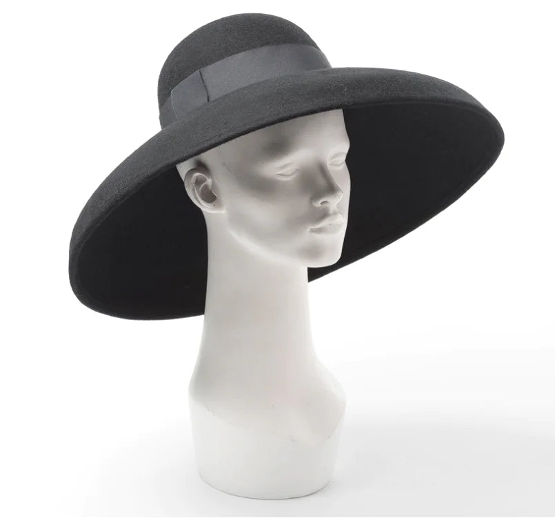 Fashionable Vintage Wide-Brim Wool Felt Hat