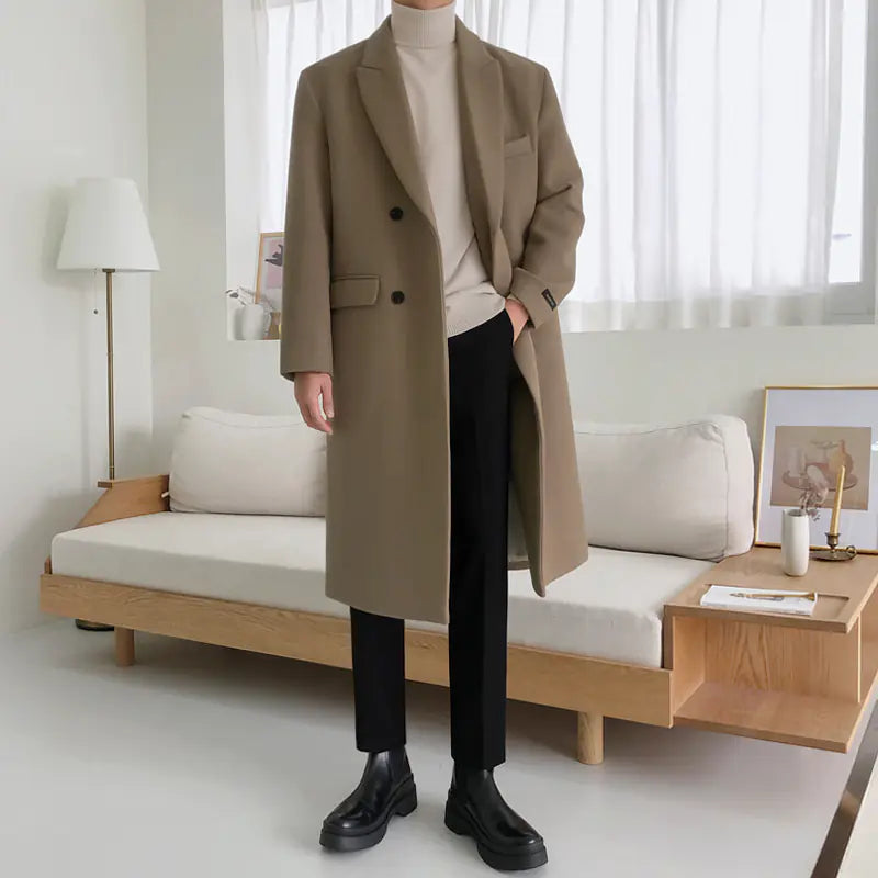 Men's British Style Woolen Coat - Thickened Winter Jacket