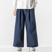 Plus Size Men's Casual Chinese Style Wide-Leg Jeans