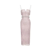 Hollow Jeweled Camisole Gown with Sequin Beads