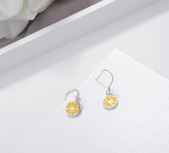 925 Silver Lemon Earrings Minimalist Charm