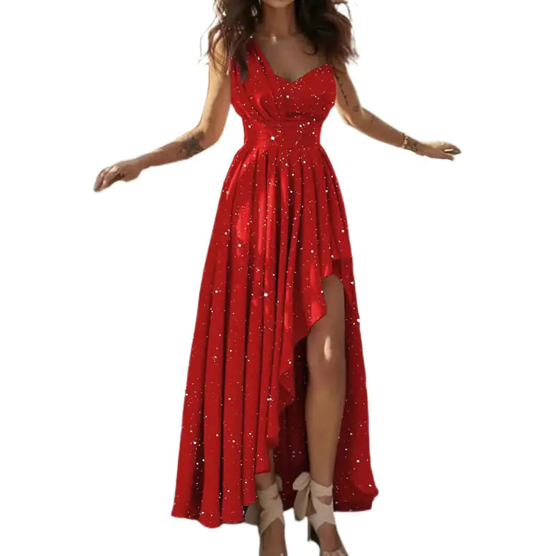 2023 Summer Women's Solid Color Asymmetrical Dress