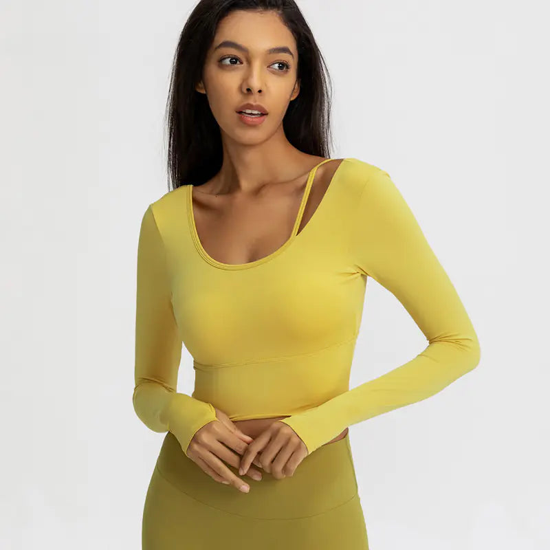 Women's Yoga Top with Padding for Autumn and Winter