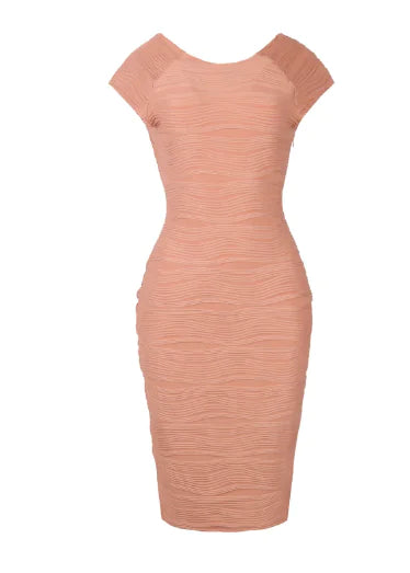 Striped V-Neck Dress with Stretch Fabric