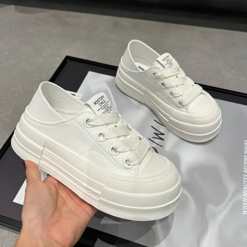 Microfiber Cross Strap Platform Sneakers