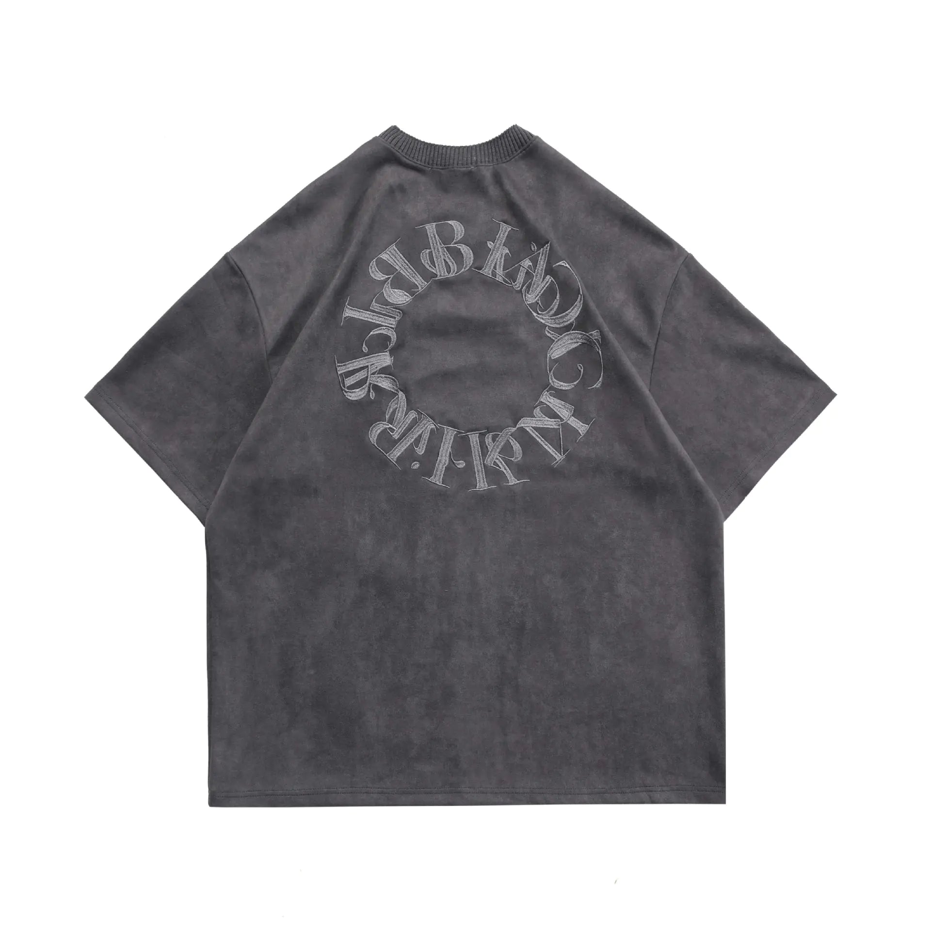 Men's Suede American Street Embroidered Letter T-Shirt
