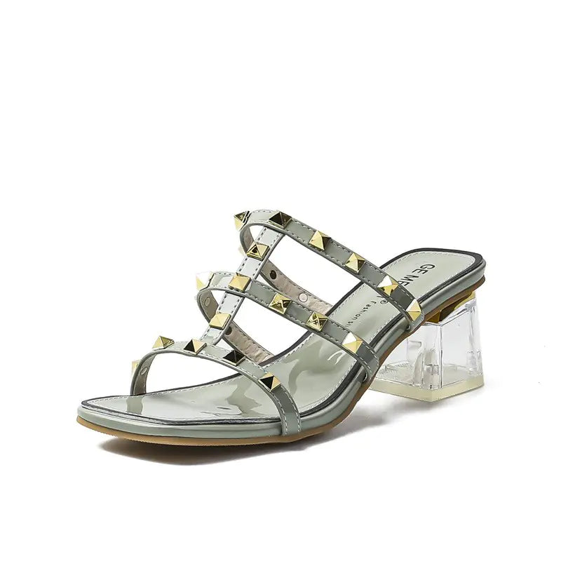 Rivet High-Heeled Sandals