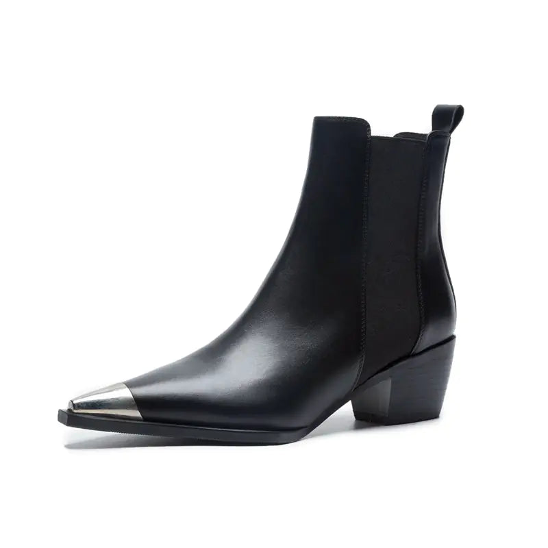 2019 Fall Winter Women’s PU Leather Chunky Heeled Boots