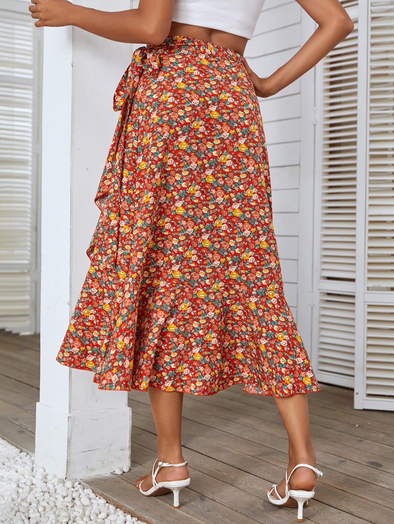 Irregular Small Floral Beach Skirt