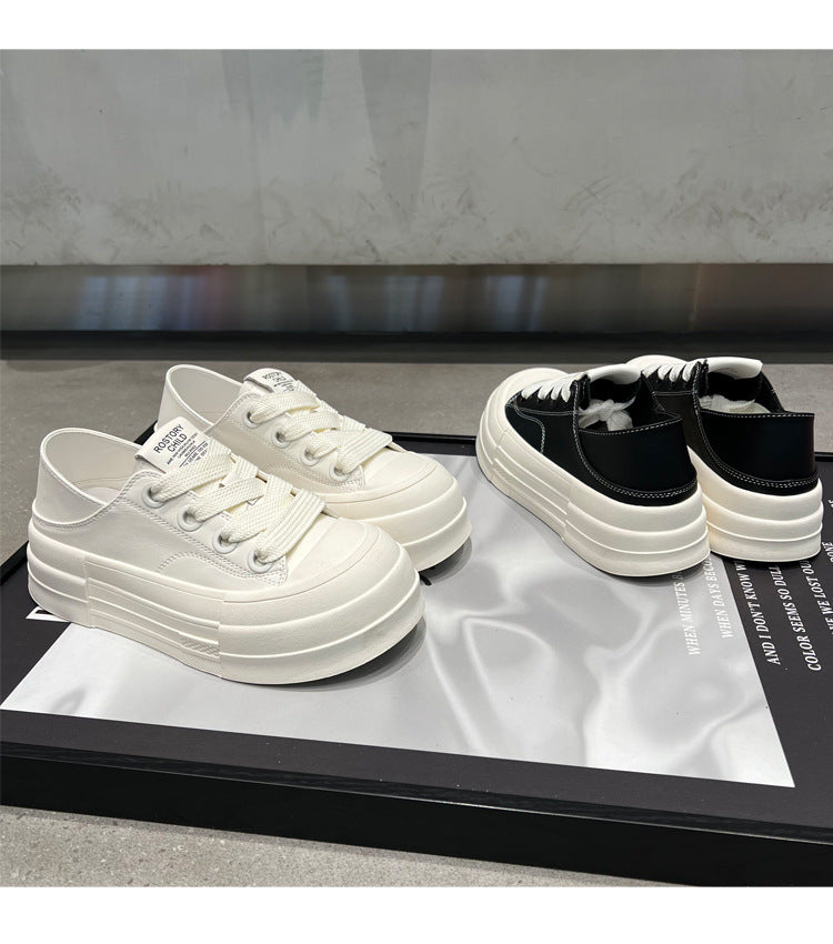 Microfiber Cross Strap Platform Sneakers