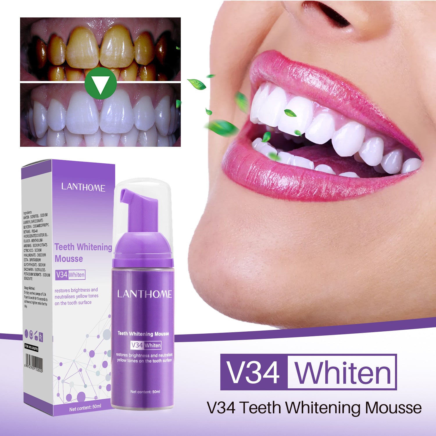 V34 Teeth Whitening Mousse