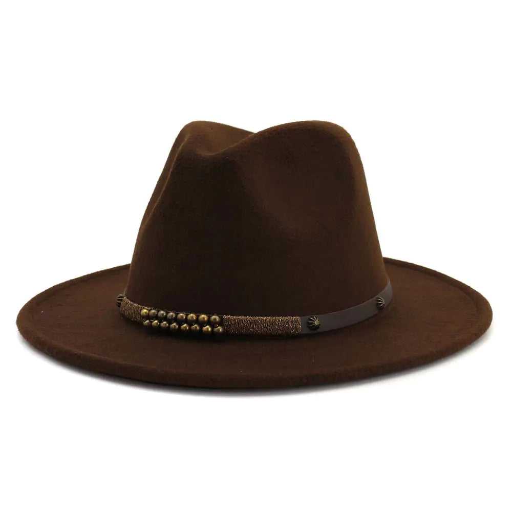 Women's Classic Wool Felt Jazz Hat with Wide Brim