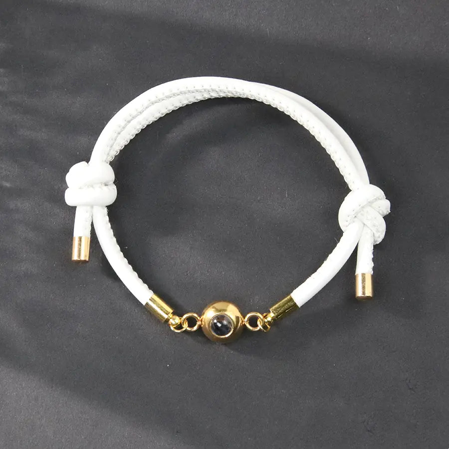 Braided Titanium Steel and Leather Rope Bracelet