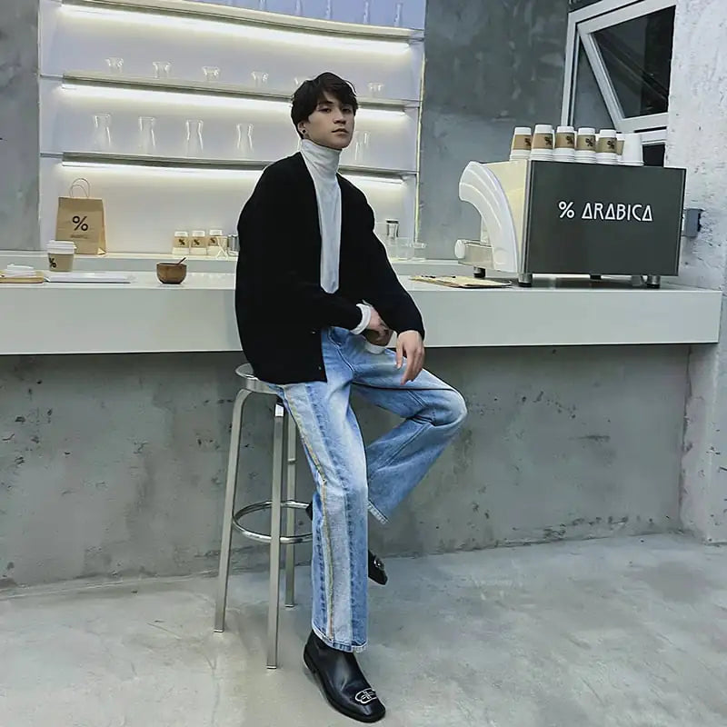 Trendy High-End Loose Straight Leg Men's Jeans