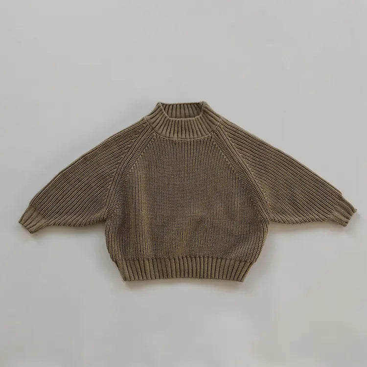 Retro Thick Line Pullover Sweater for Kids
