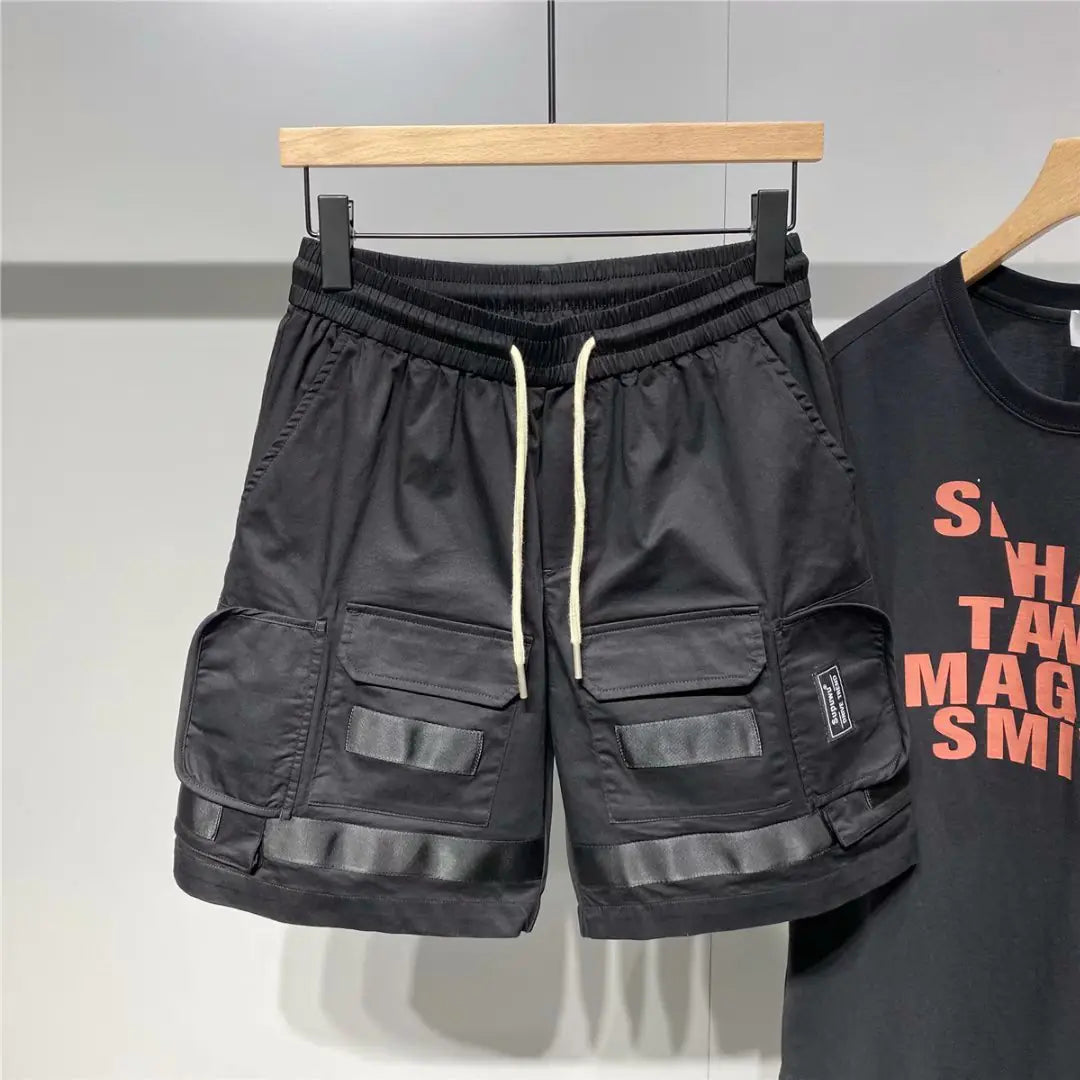 Men's Trendy Loose Functional Five-Point Overalls Shorts