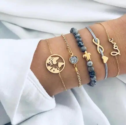 Beaded Bracelet and Anklet Set