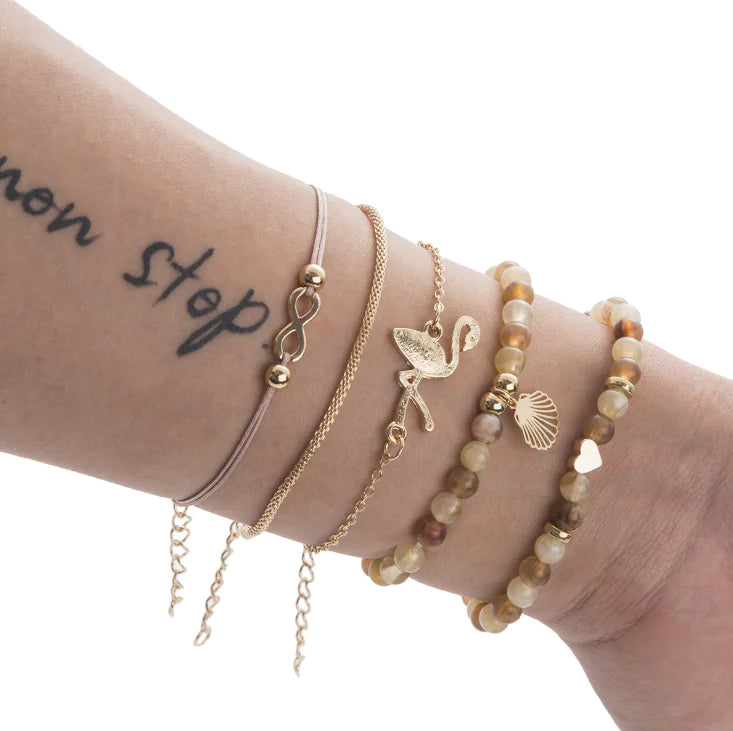 Beaded Bracelet and Anklet Set