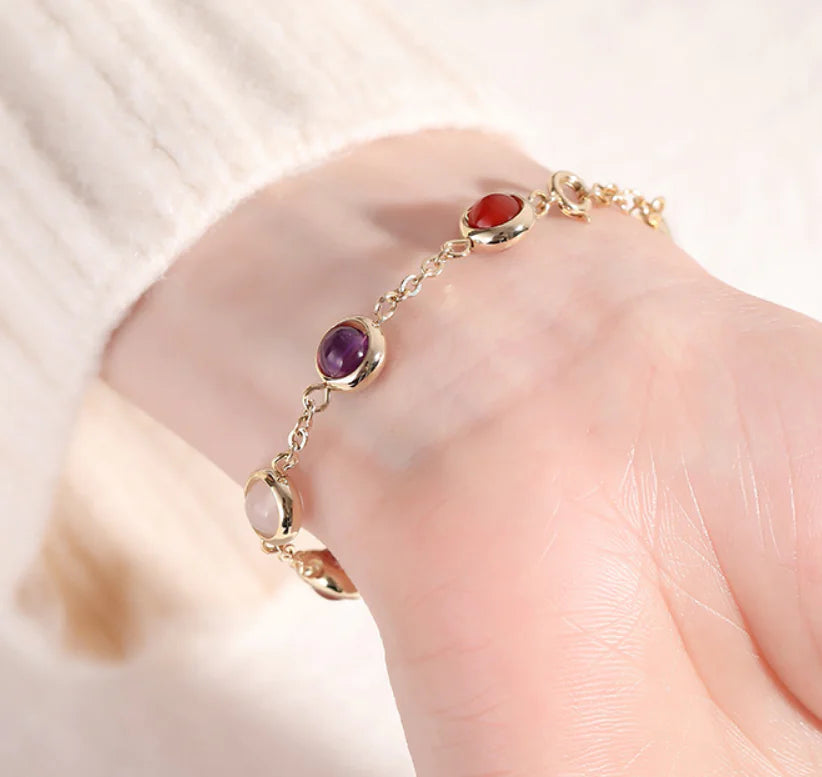 Crystal Bracelet with Colorful Rainbow Beads