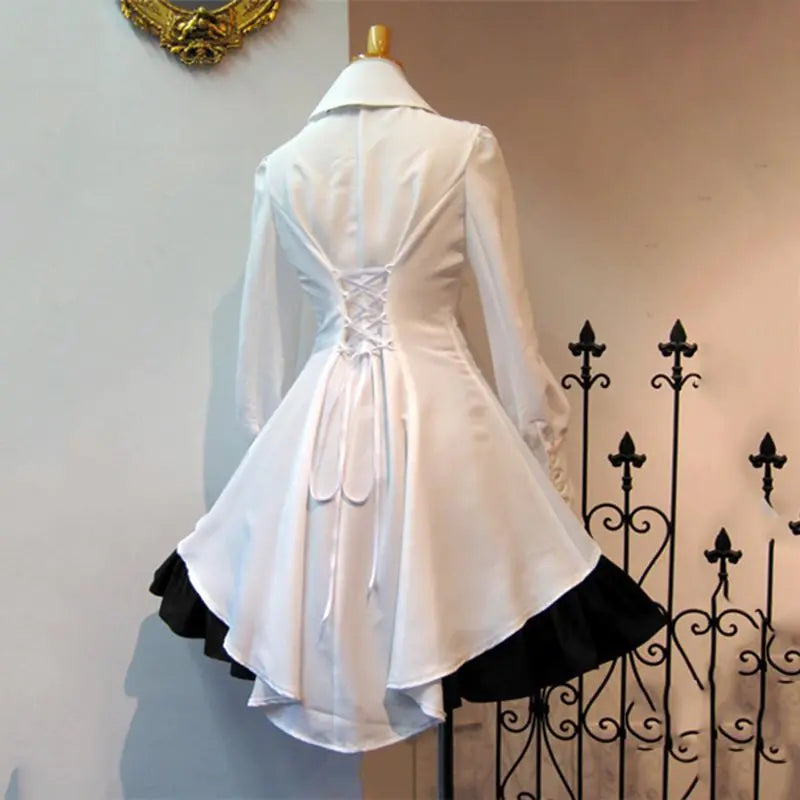 Solid Color Ruffled Hem Princess Dress with Bow Tie