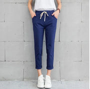 Cotton Linen Cropped Pants - Loose Fit Harem Style