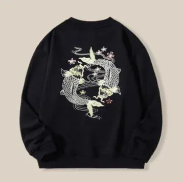 Chinese Style Men's Plus Size Loose Print Hoodie