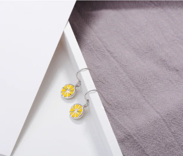 925 Silver Lemon Earrings Minimalist Charm