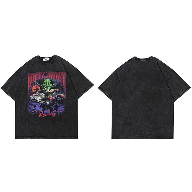 2024 Oversized Hip Hop Devil Racing T-Shirt for Men