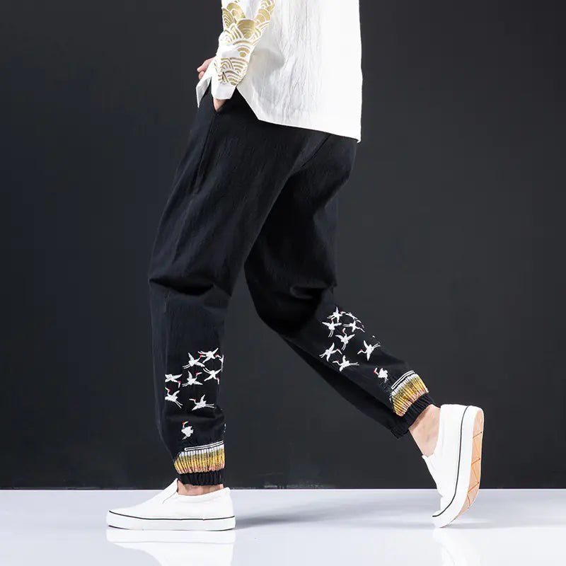 Chinese Style Men's Plus Size Casual Retro Trousers