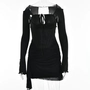 Irregular Tunic Waist Slim Dress with Suspenders