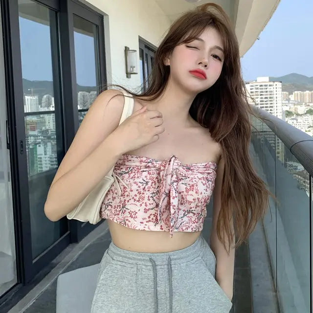 Summer Floral Strapless Top for Women
