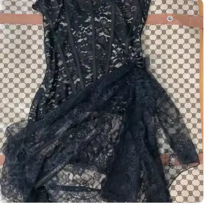 Strapless Lace Dress for Women with Back Lace-up Design