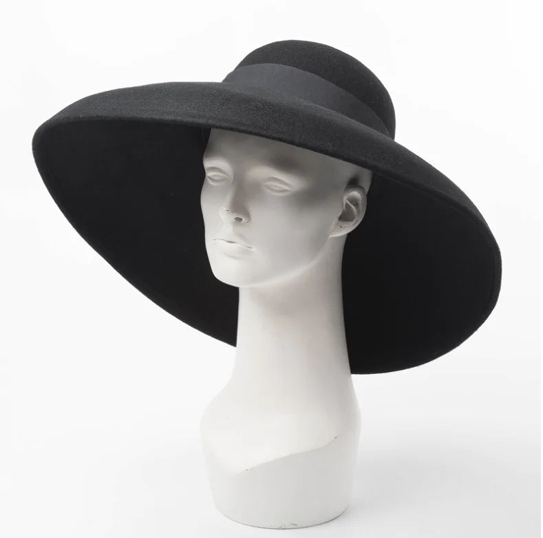 Fashionable Vintage Wide-Brim Wool Felt Hat