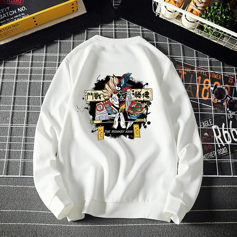 Chinese Style Men's Plus Size Loose Print Hoodie