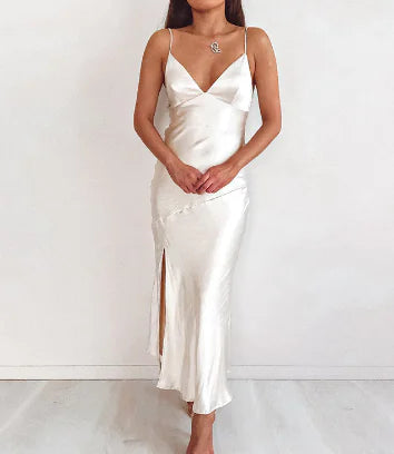 Elegant Sleeveless V-Neck Midi Dress for Women