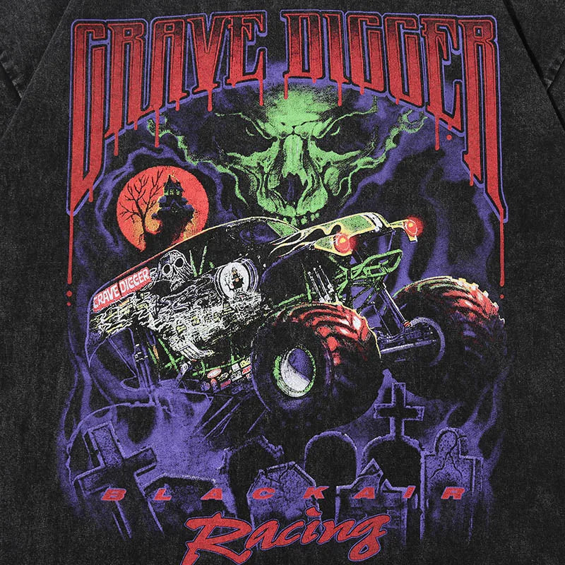 2024 Oversized Hip Hop Devil Racing T-Shirt for Men